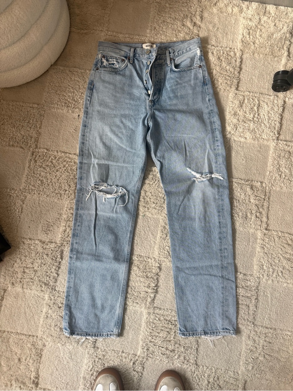 Agolde Light Blue Relaxed Ripped Jeans